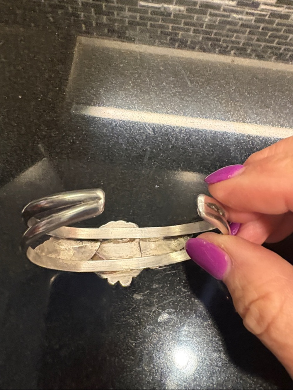Turquoise Stone Silver Feather Cuff Bracelet - Women Jewelry - Picture 6 of 12